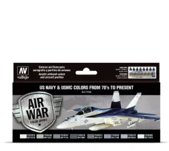 Set 8 pinturas para modelismo US NAVY & UMSC Air War Vallejo 17ml