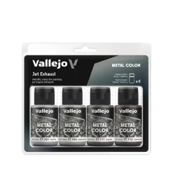 Set 4 pinturas para modelismo 602 Jet Exhaust Metal Color Vallejo 32ml