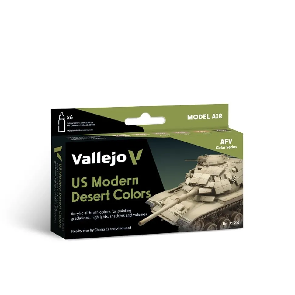 Set 6 pinturas para modelismo 209 US Modern Desert Colors AFV Vallejo 17ml