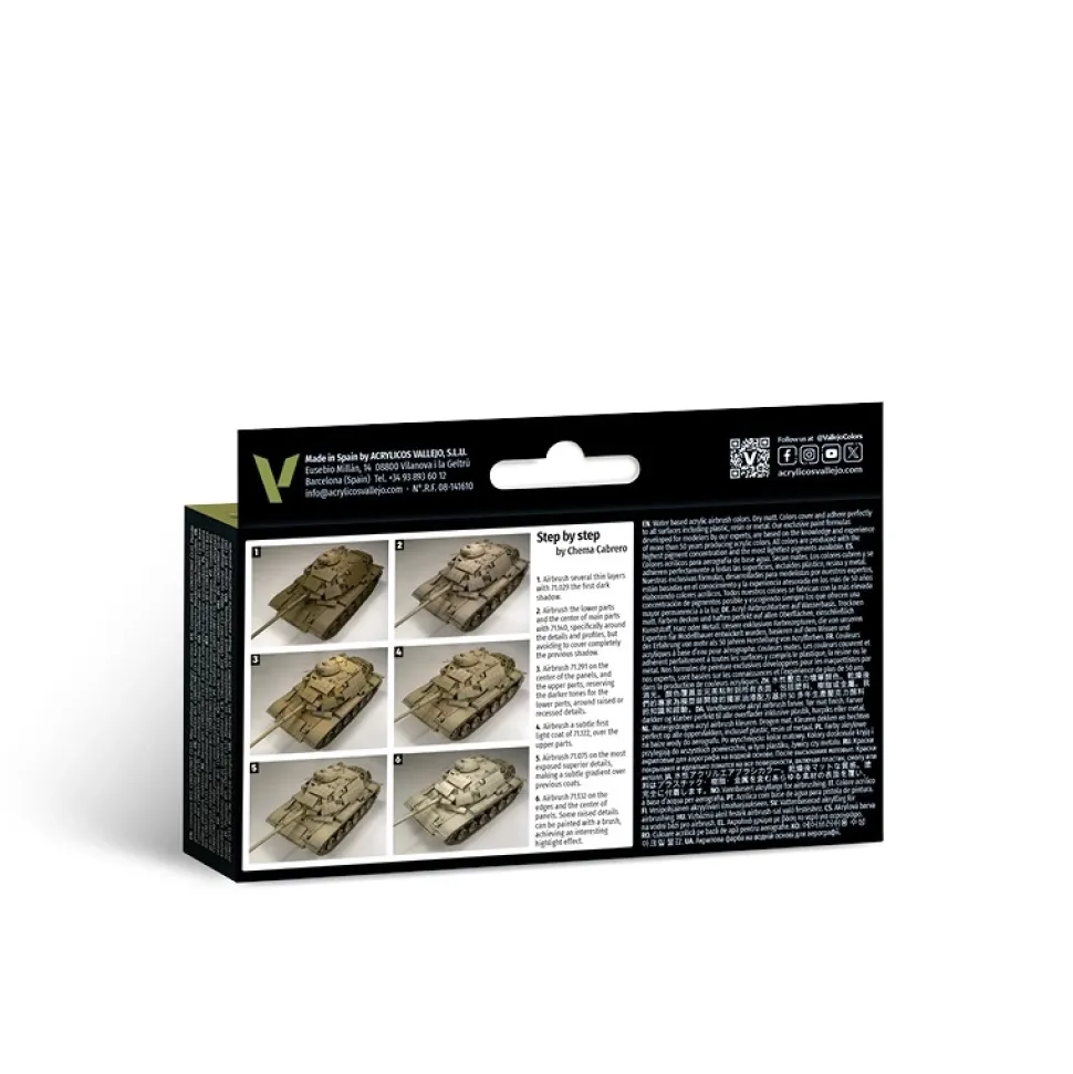 Set 6 pinturas para modelismo 209 US Modern Desert Colors AFV Vallejo 17ml