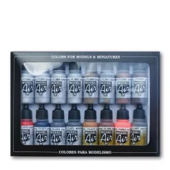 Set 16 pinturas para modelismo 181 Efectos metálicos Vallejo 17ml