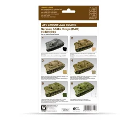 Set 6 pinturas para modelismo 410 German Afrika Korps 2 AFV Vallejo 8ml