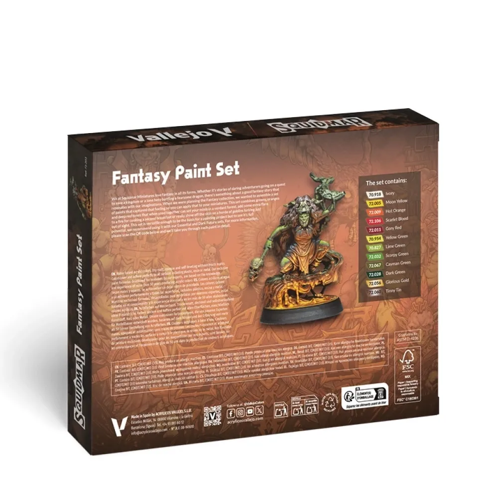 Set 12 pinturas para modelismo 203 Squidmar Fantasy Vallejo 18ml