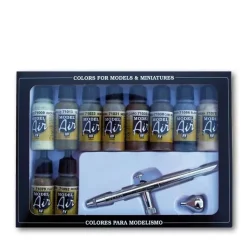 Set 10 pinturas para modelismo 168 Camuflaje y Aerógrafo Vallejo 17ml