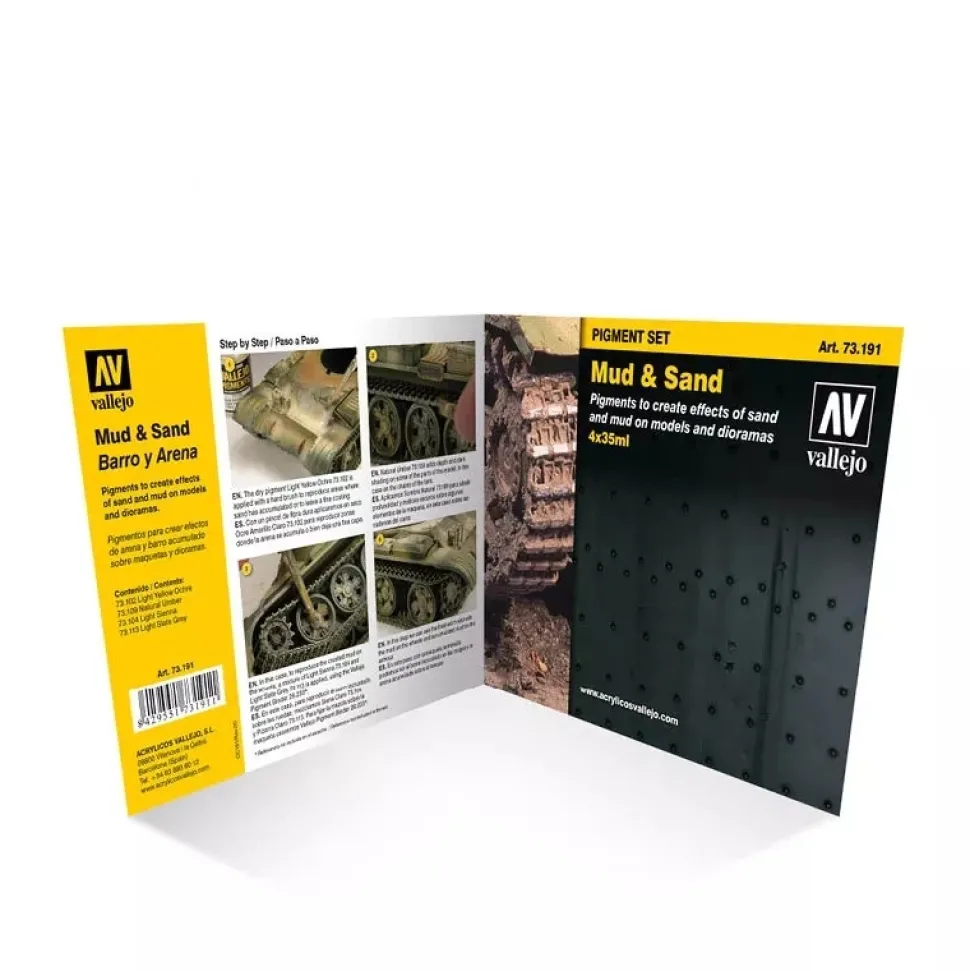 Set 4 pinturas para modelismo 191 Barro y Arena Pigments FX Vallejo 35ml