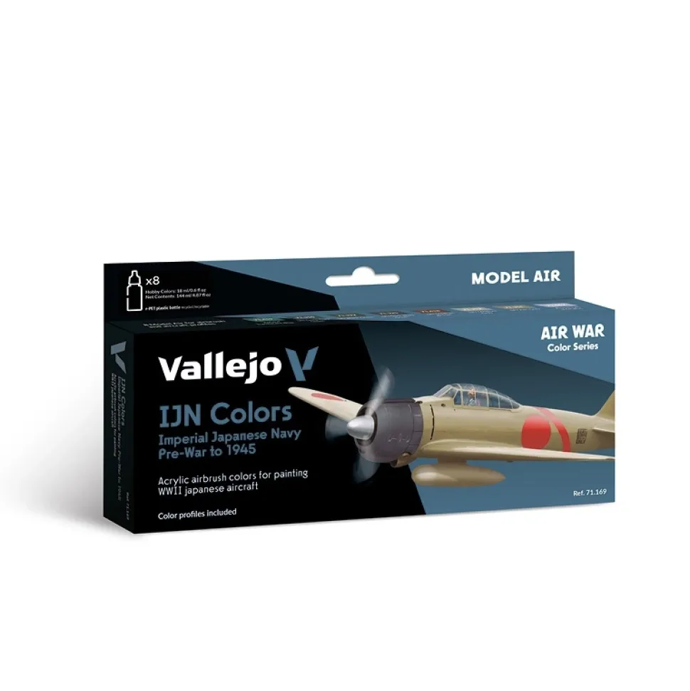 Set 8 pinturas para modelismo 610 Imperial Japanese Navy (IJN) Air War Vallejo 17ml