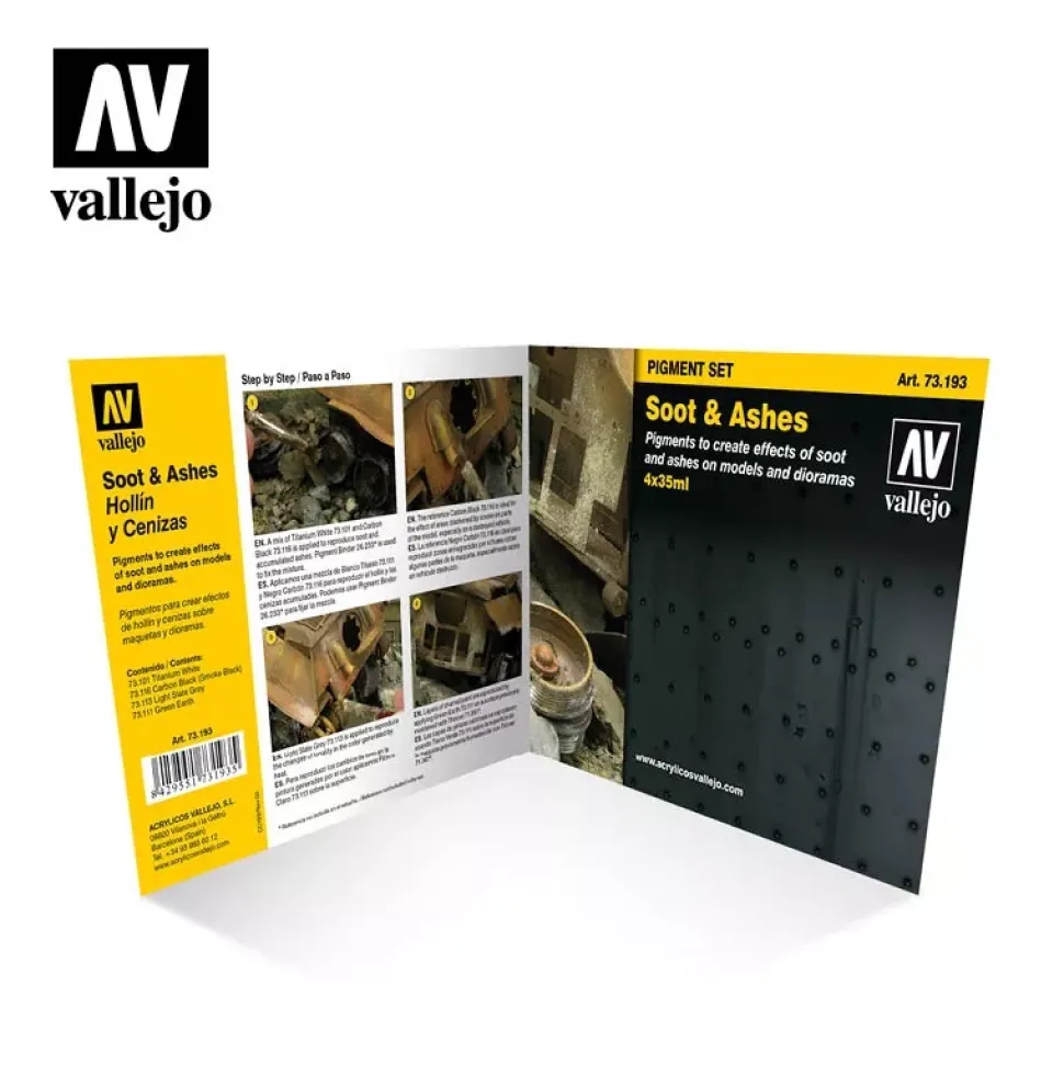 Set 4 pinturas para modelismo 193 Hollín y Cenizas Pigments FX Vallejo 35ml