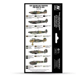 Set 8 pinturas para modelismo 149 RAF Day Fighters pre-war to 1941 Air War Vallejo 17ml