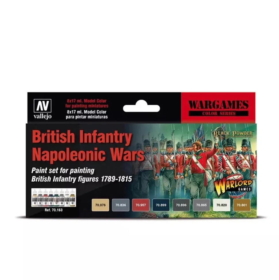 Set 8 pinturas para modelismo 163 British Infantry Napoleonic Wars Wargames Napoleonics Vallejo 17ml
