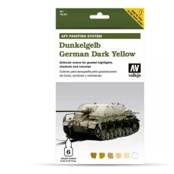 Set 6 pinturas para modelismo 401 Dunkelgrau German Dark Yellow AFV Vallejo 8ml