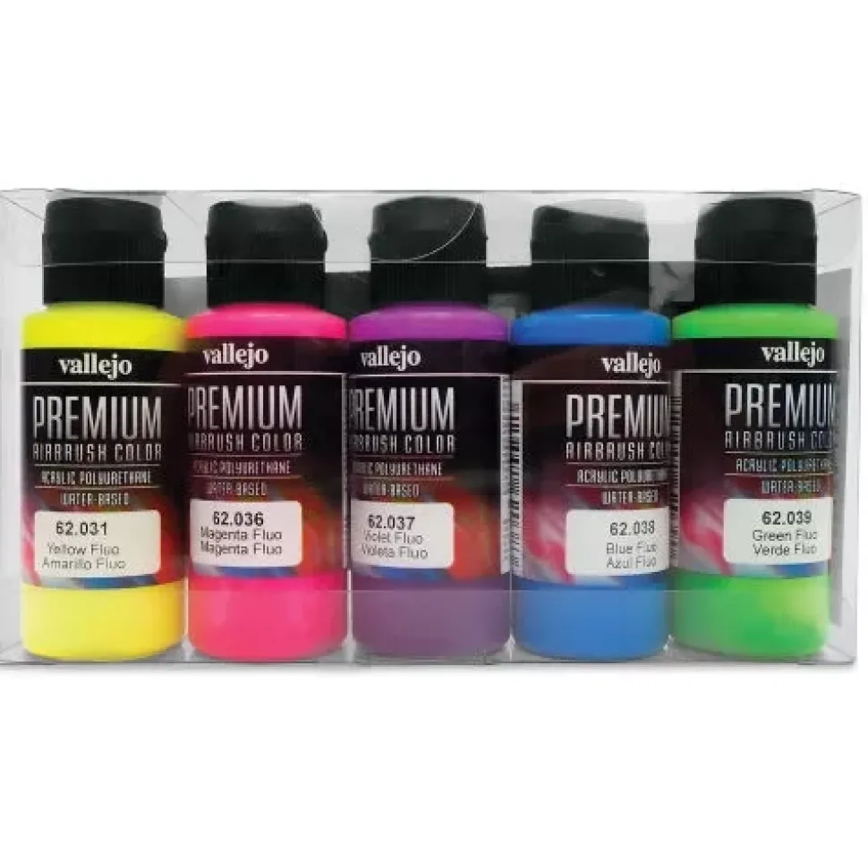 Set 5 pinturas para modelismo 102 fluorescentes Premium Color Vallejo 60ml