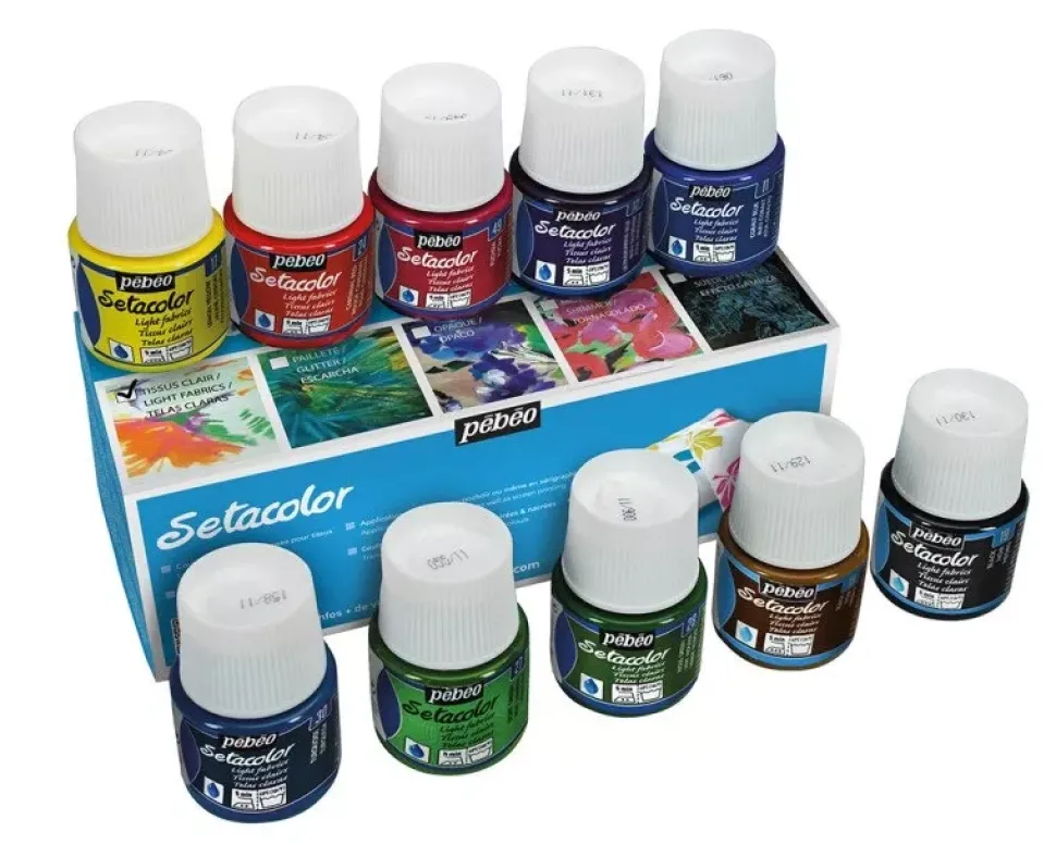 Set 10 pinturas para textiles claros Setacolor Pebeo 45ml