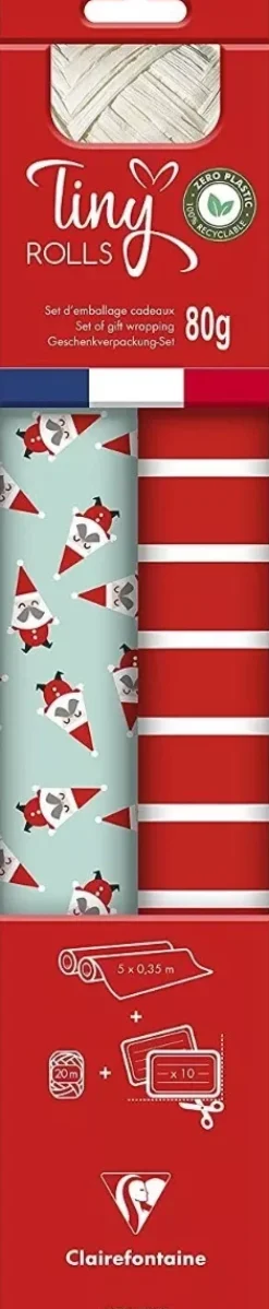 Set 2 rollos Papel de Regalo Tiny Rolls Navidad Azul y Rojo Clairefontaine