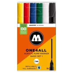 Set 6 Rotuladores Acrílicos Básicos 01 One4all 127HS Molotow 2mm