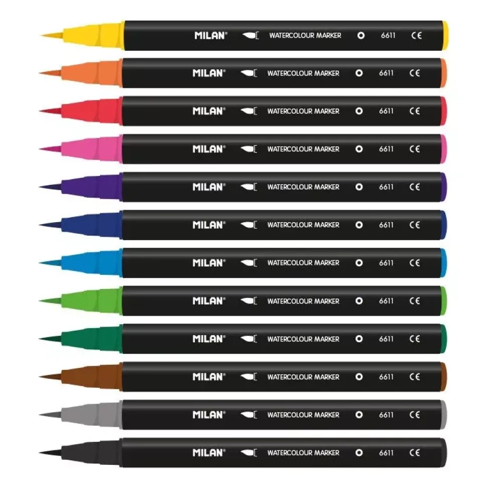 Set 12 rotuladores acuarelables pincel Milan