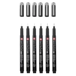 Set 6 rotuladores calibrados Pigma Micron Black Edition Sakura