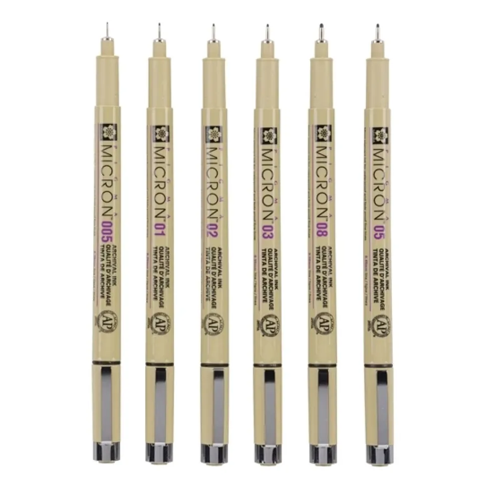 Set 4+2 rotuladores calibrados Sakura Pigma Micron