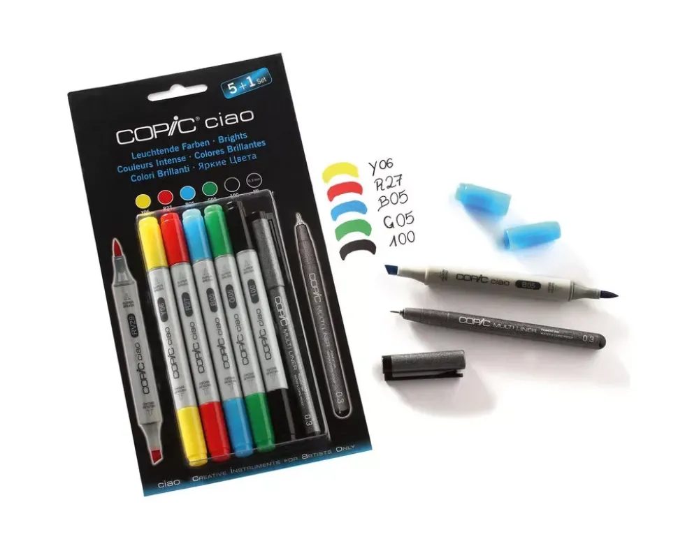 Set 5+1 rotuladores Colores Brillantes Copic Ciao