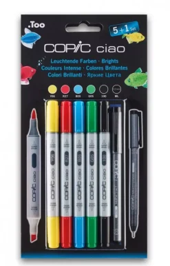 Set 5+1 rotuladores Colores Brillantes Copic Ciao