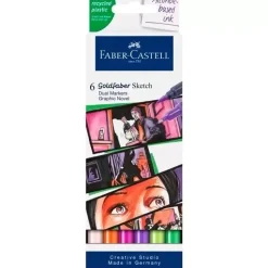 Set 6 Rotuladores Doble Punta Graphic Novel Goldfaber Sketch Faber-Castell
