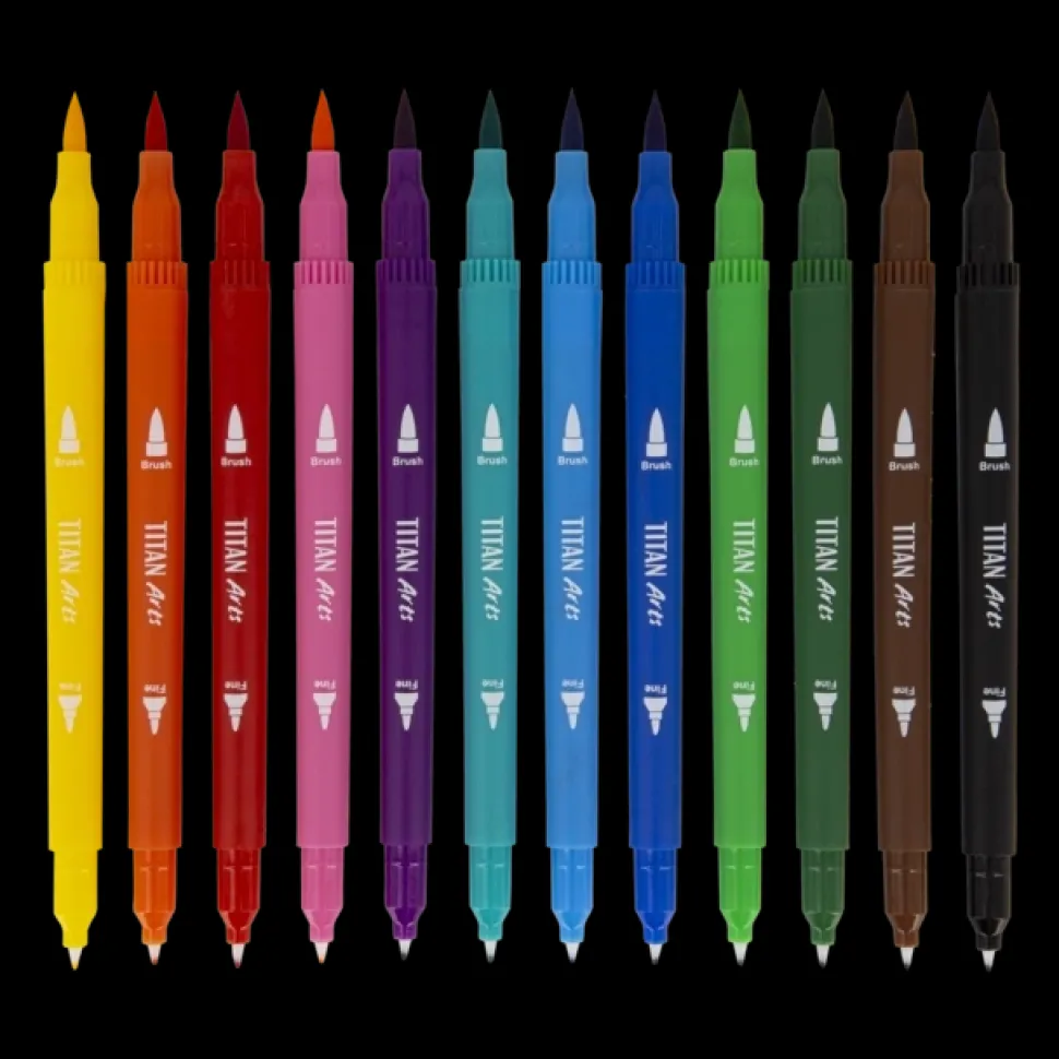 Set 12 rotuladores Dual Tip colores surtidos Titan