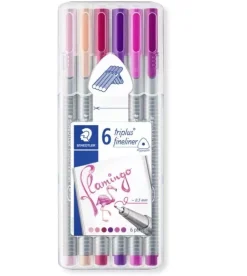 Set 6 Rotuladores Fineliner Flamingo Triplus Staedtler