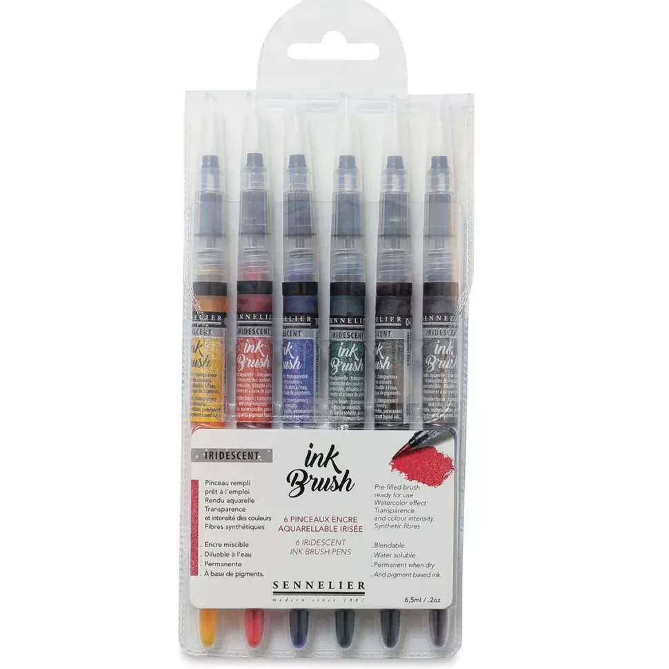 Set 6 Rotuladores Ink Brush Iridiscentes Sennelier