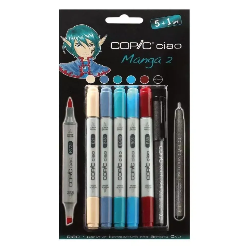 Set 5+1 rotuladores Manga #02 Copic Ciao