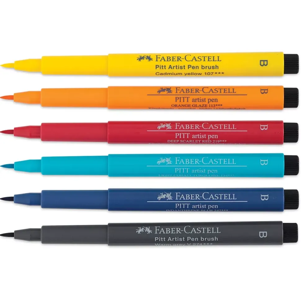 Set 6 rotuladores Manga Shônen Pitt Artist Pen Faber-Castell