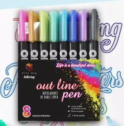 Set 8 Rotuladores Outliner Bicolor Neón Pastel Alex Bog
