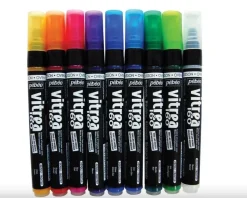 Set 9 rotuladores para vidrio al agua surtidos Vitrea 160º Pebeo