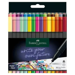Set 30 Rotuladores Pastel y Neón Grip Finepen Faber-Castel 0.4