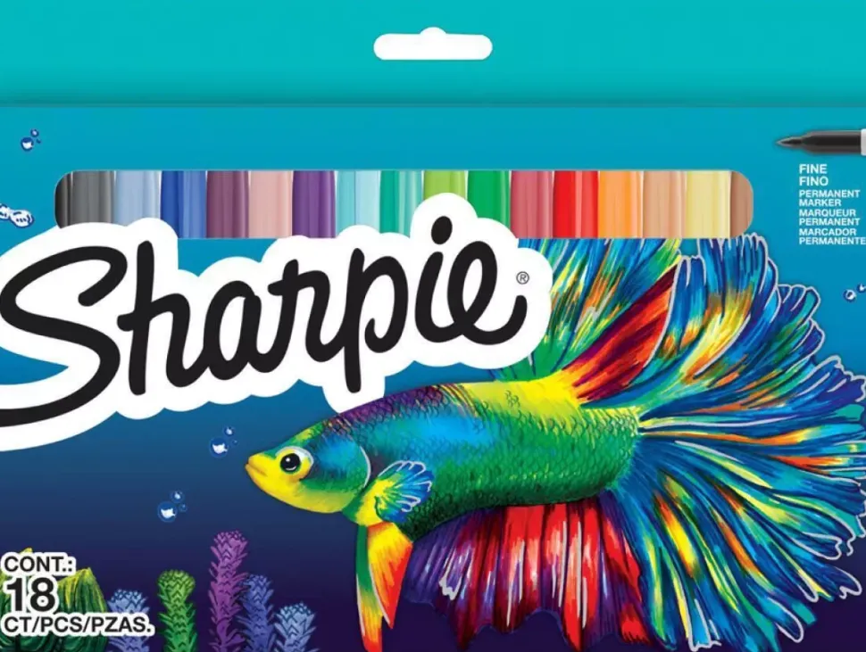 Set 18 Rotuladores permanentes surtidos punta fina Sharpie 0,9mm