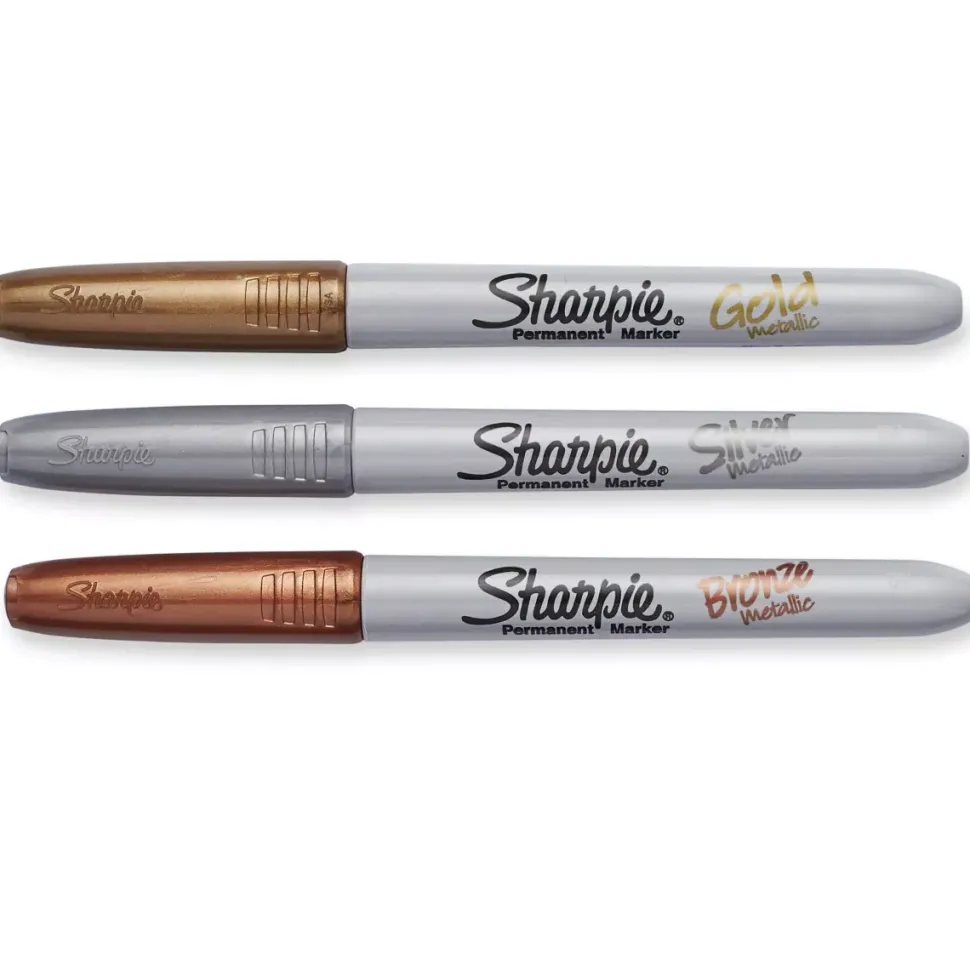 Set 3 Rotuladores Permanentes Metálicos Punta Fina Sharpie