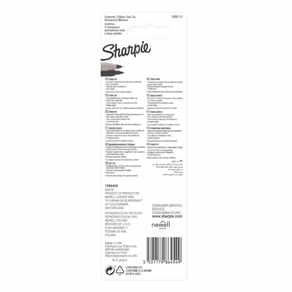 Set 2 Rotuladores Permanentes Doble Punta Fina y Ultra fina Sharpie