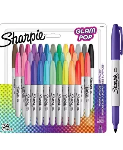 Set 34 Rotuladores permanentes punta fina Glam Pop Sharpie 0,9mm