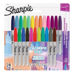 Set 24 Rotuladores Permanentes Punta Fina Electro Pop Sharpie