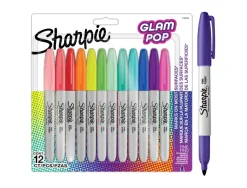 Set 12 Rotuladores permanentes punta fina Glam Pop Sharpie 0,9mm