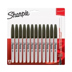 Set 12 Rotuladores Permanentes Punta Fina Negro Sharpie