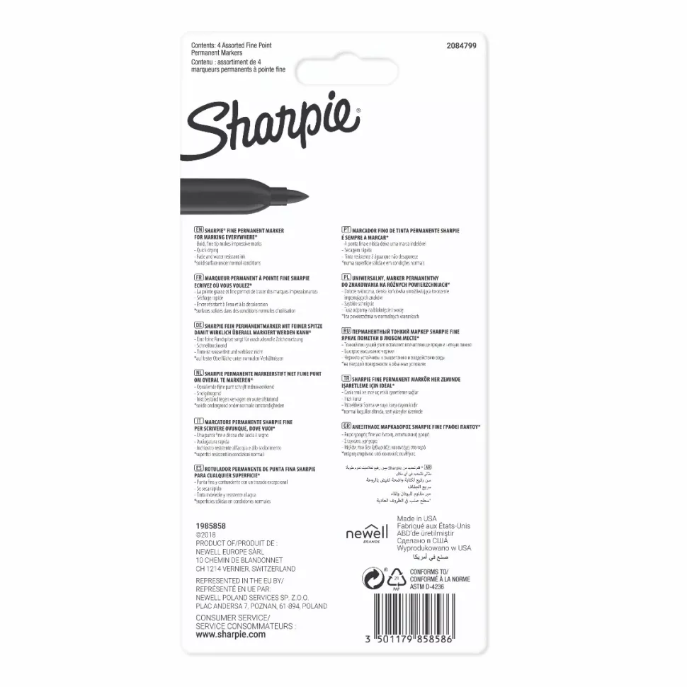 Set 4 Rotuladores Permanentes Punta Fina Sharpie