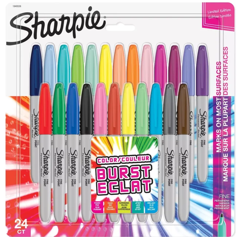 Set 24 Rotuladores Permanentes Explosión de Color Punta Fina Sharpie