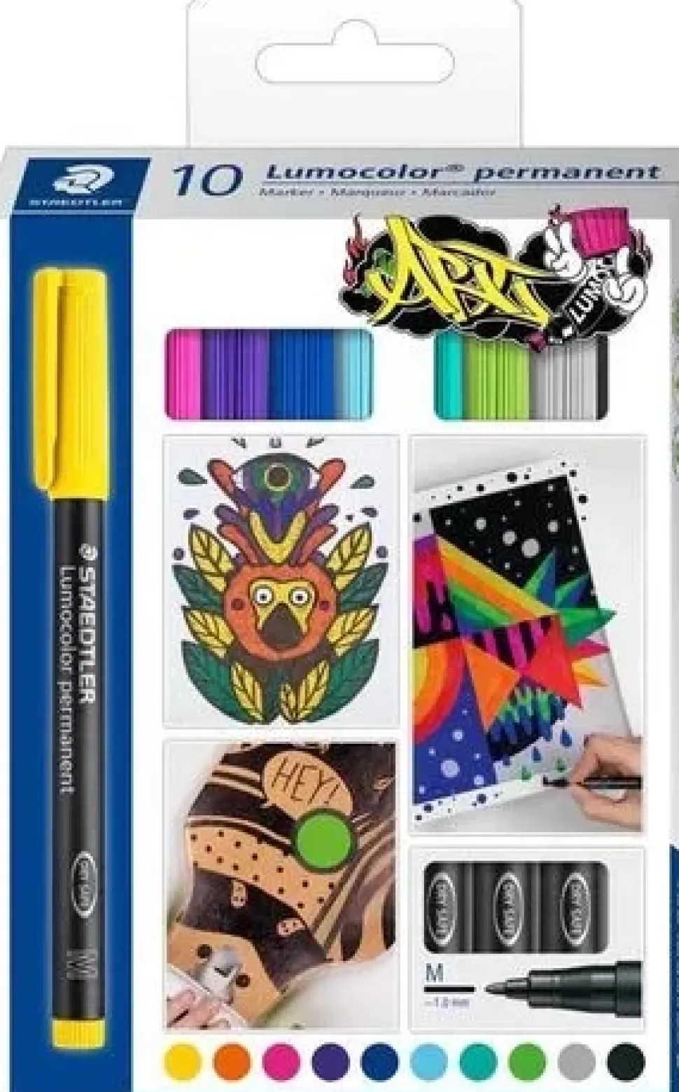 Set 10 Rotuladores permanentes surtidos M Lumocolor Staedtler 1mm
