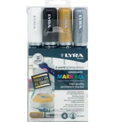 Set 4 rotuladores permanentes metalizados Mark All Lyra 2mm