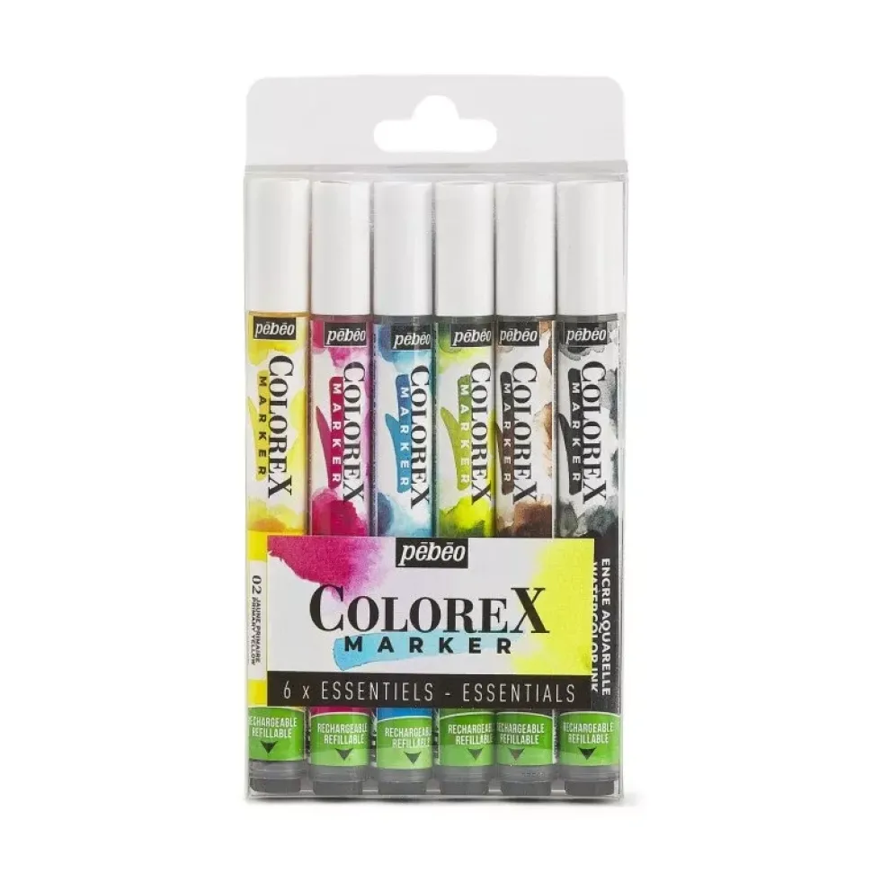 Set 6 Rotuladores pincel acuarelables Essentials Colorex Pebeo
