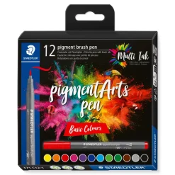 Set 12 Rotuladores pincel colores básicos Multi Ink Staedtler