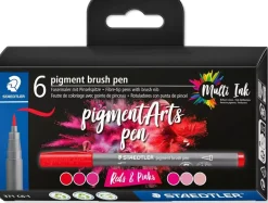 Set 6 Rotuladores pincel rojos y rosas Multi Ink Staedtler