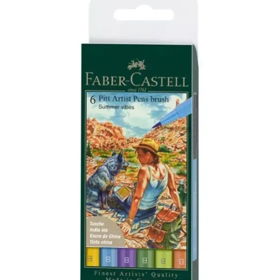 Set 6 Rotuladores Summer Vibes B Pitt Artist Pen Brush Faber-Castell