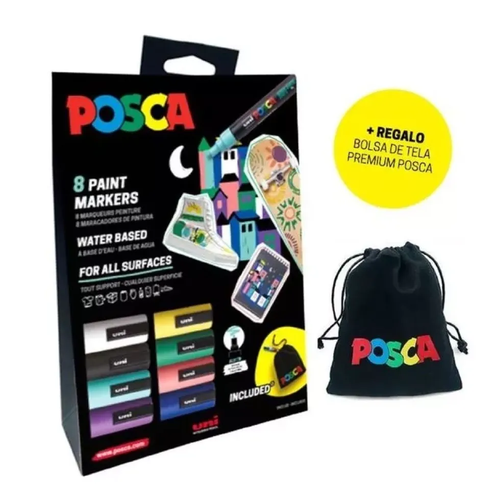 Set 8 rotuladores surtidos y bolsa Xmas Edition Posca