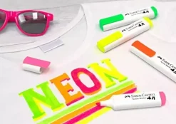 Set 4 Rotuladores Textil Neón Textile Marker Faber-Castell
