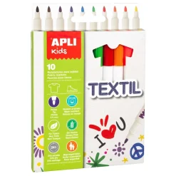 Set 10 rotuladores textiles surtidos Kids Apli